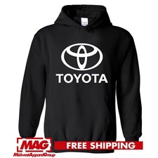TOYOTA BLACK HOODIE WHITE Sweatshirt Tacoma Supra Celica Automotive Racing Car