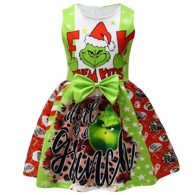 How the Grinch Stole Mädchen Weihnachten  Kostüm Bowknot Kleid Party Geschenk-
