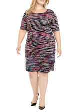 NEW CONNECTED BLACK PINK DOTS CAREER SHEATH DRESS SIZE 16 W WOMEN $98