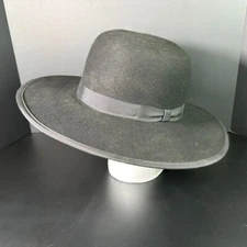 Vintage BEAVER BRAND HATS Flat Brim Wool Cowboy Hat Black Size 7 3/4