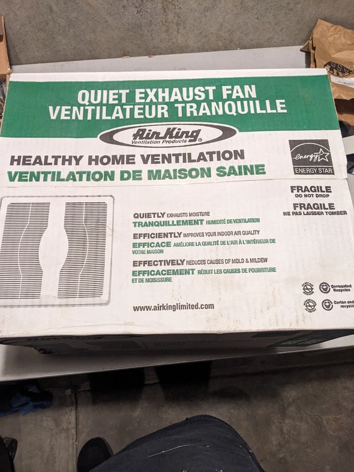 Ventilador de escape de baño Air King ventilación ultra silenciosa carcasa metálica conducto redondo Foto 2 de 3