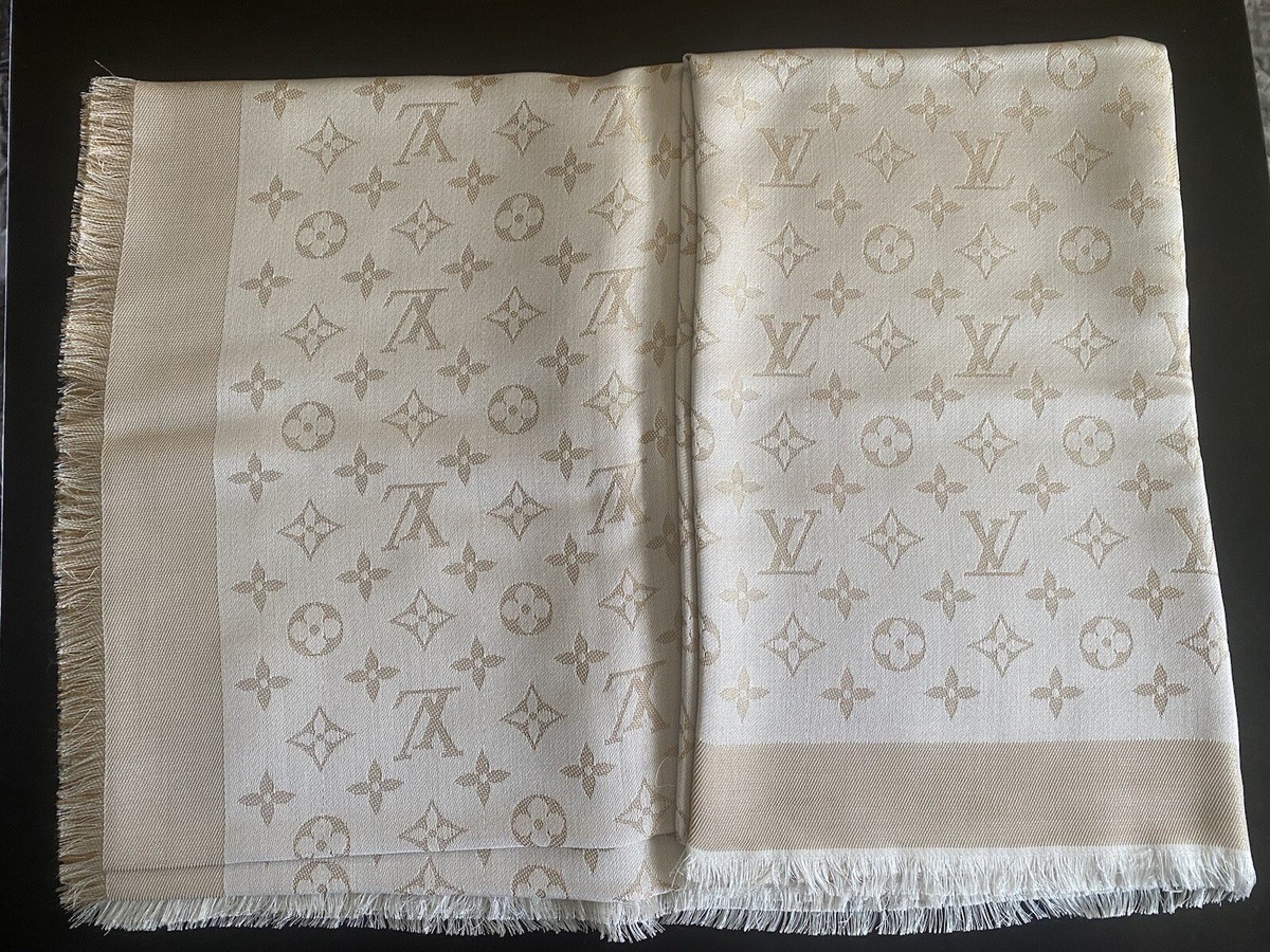 100% Authentic Louis Vuitton WHITE SHINE Shawl, Ref M74026 | eBay