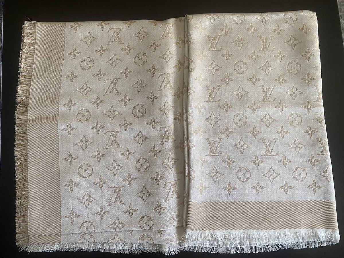100% Authentic Louis Vuitton WHITE SHINE Shawl, Ref M74026 | eBay