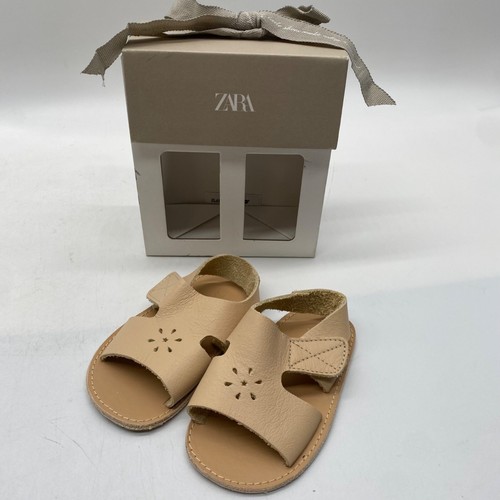 Zara Mini Soft Tan Leather Sandal Baby sz 6-9 Months/2.5-3 Made in Spain - Picture 2 of 13