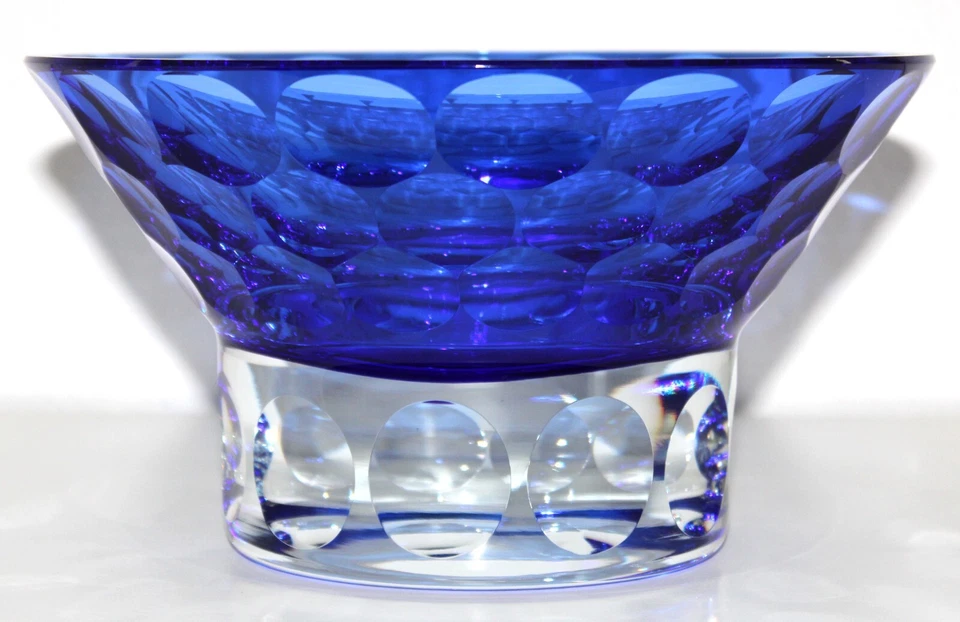 Cobalt Crystal Bowl BLOCK Crystal Made in Poland Cut Glass Circle 9"- 7lbs - Image 2 of 4