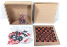 Chess Checkers Travel Set Wood Box with Plastic Pieces New Open Box