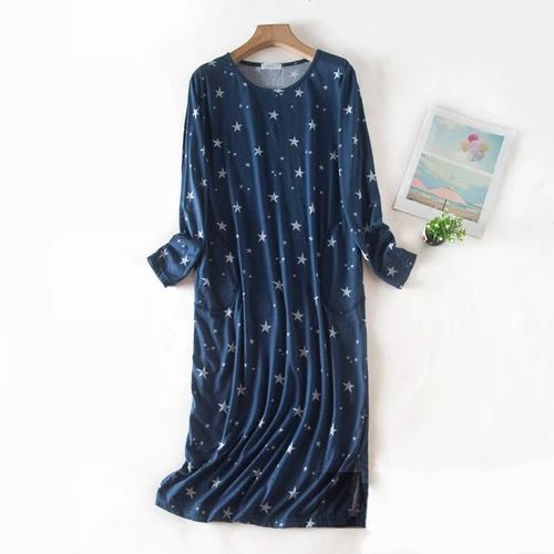 Women's Pajamas Long Sleeve Nightgown Sleep Shirt Cotton Nightshirt Sleep Dress - Bild 5 von 38