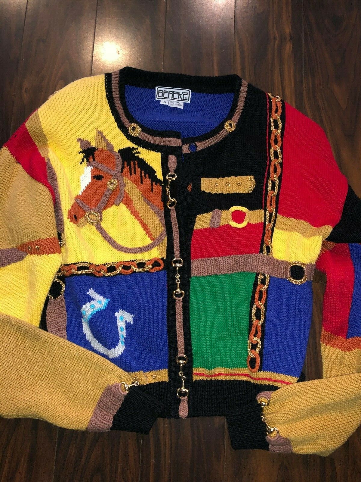 Vintage Berek Horses horsebit cropped sweater, jacke… Gem