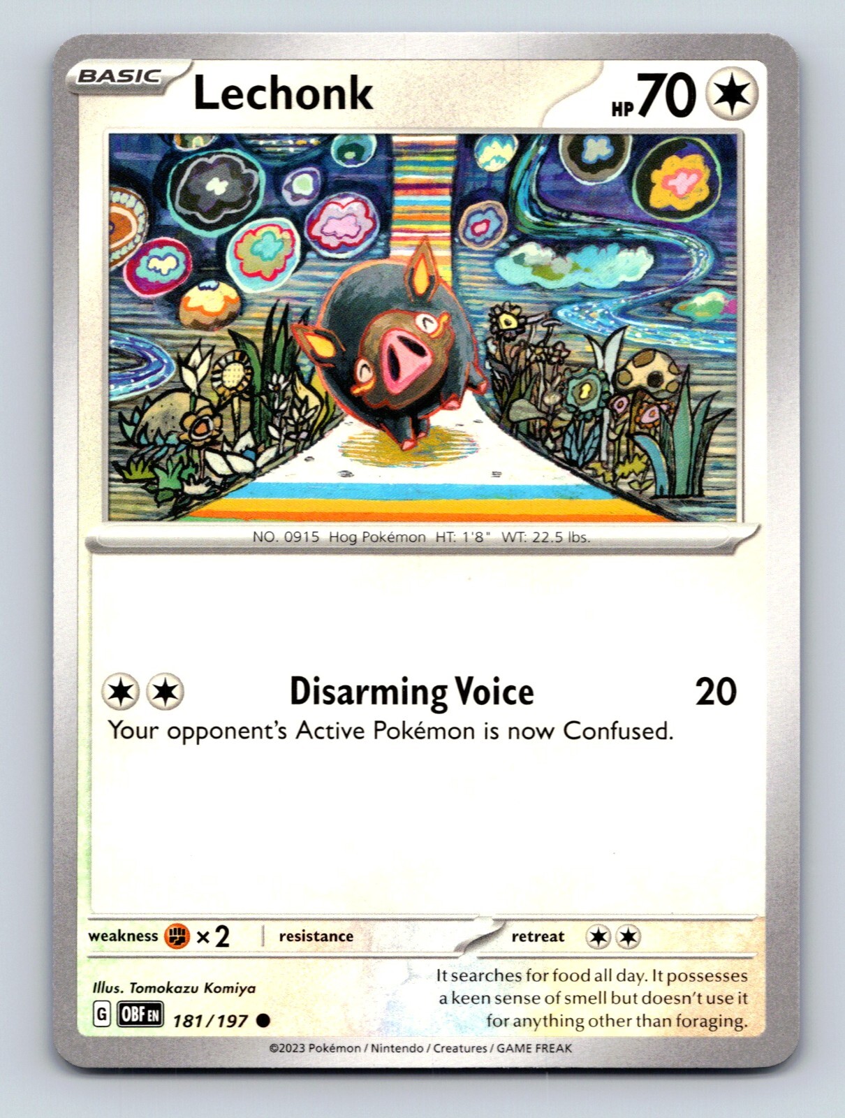 Pokémon Coloridos Lechonk HP 70 Desarmante Ataque de Voz Rareza