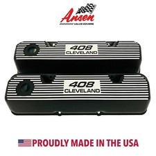 Ford 408 Cleveland Valve Covers Black - Die-cast Aluminum - Ansen Usa