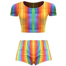Girls Cropped Top Hot Pants Mini Shorts Blouse T-Shirt Set Children Tracksuits