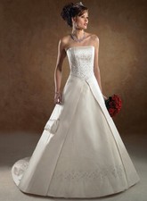  Maggie Sottero New!! Gold Wedding Gown Size 12 Satin & Organza