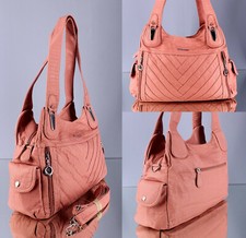 Damen Handtasche in altrosa Wochenendtasche mit Außentaschen Schultertasche 0112