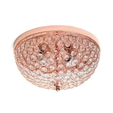 Elegant Designs FM1000-RGD 2 Light Elipse Crystal Flush Mount Ceiling Light