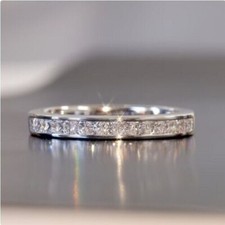 1.50Ct Princess VVS1 Moissanite Women's Half Eternity Ring 14K White Gold Plated