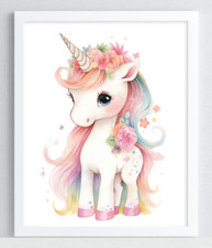 Unicorn Wall Art Print, Cute Unicorn Print, Kids Room, Wall Art Decor 548