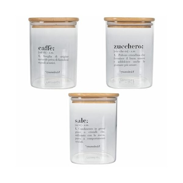 Villa d'Este - Victionary set 3 barattoli vetro/bambu ita 1L