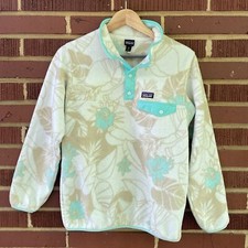 Patagonia Kids Girls Lightweight Pullover Snap-T Synchilla in Valley Flora Sz XL
