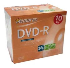 Memorex DVD-R Recordable 16x / 4.7GB / 120 Min Video NEW 10 Pack