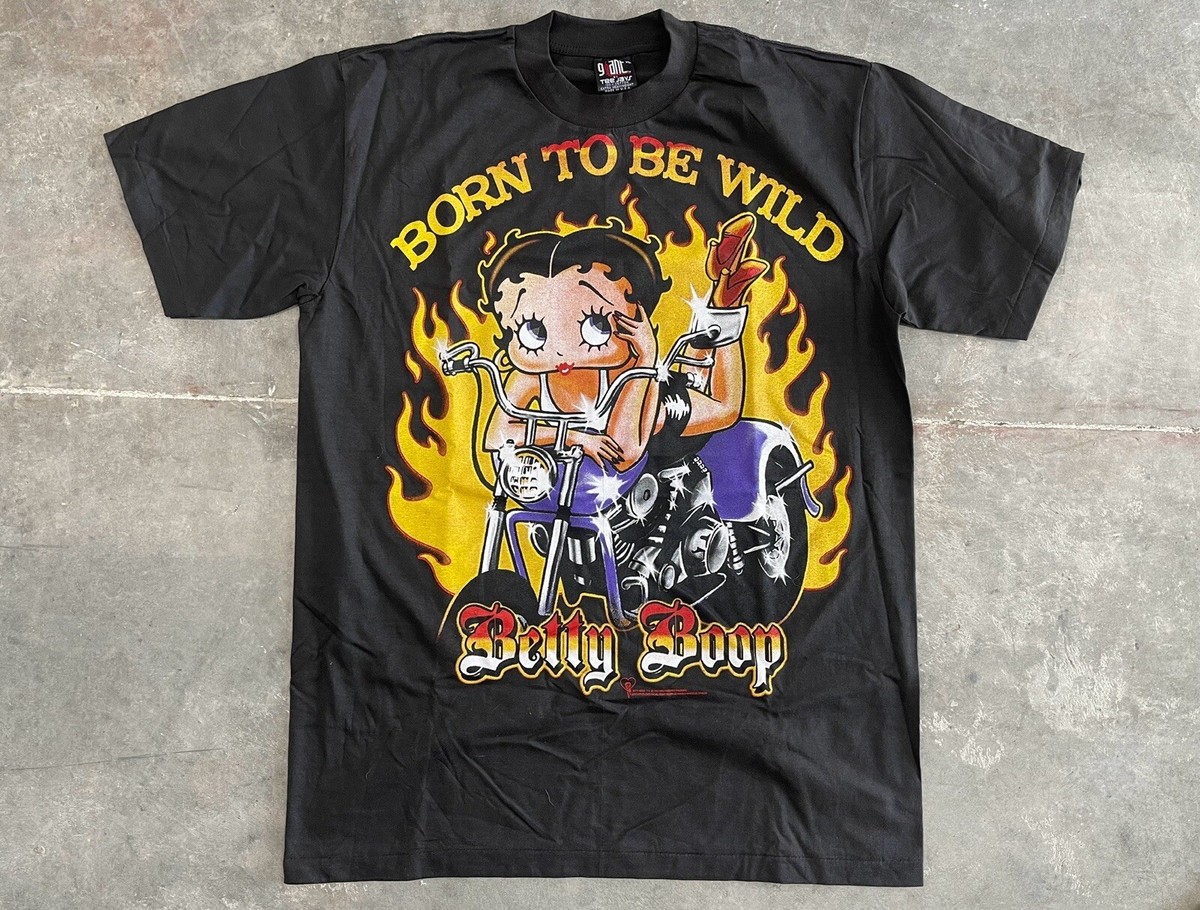 VTG 1994 BETTY BOOP Biker Born To Be Wild DOUBLE SIDED 90s VTG 1994 BETTY BOOP Biker Born To Be Wild DOUBLE SIDED 90s