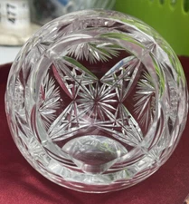 VTG Heavy Lead Cut Crystal Sphere Cigar Side Tilt Round Pinwheel Orb Ashtray