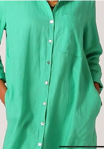 J. Jill Love Linen Shirtdress X-LARGE TALL Pockets Ocean Grean Lagenlook - Picture 4 of 18