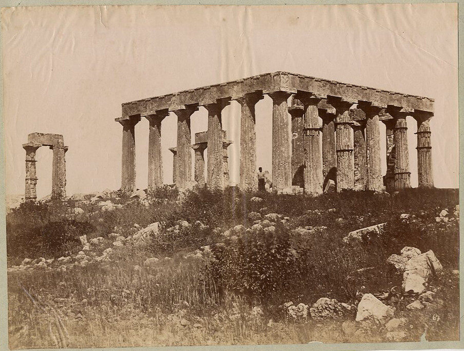 Large Album Print Photo Greece Athens Temple Aphaia circa 1870