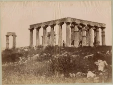 Photo Grand Tirage Albuminé Grèce Athènes Temple Aphaïa Vers 1870