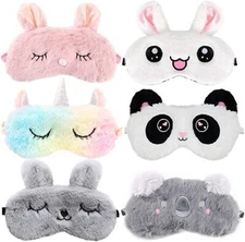 1 Cute Sleep Mask Eye Blindfold Plush Unicorn Panda Koala Bunny Girls Kids Women