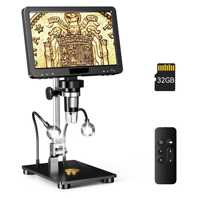 DM9 Pro 7'' HDMI Digital Microscope 1200X IPS Screen Coin Microscope 1080P 16MP