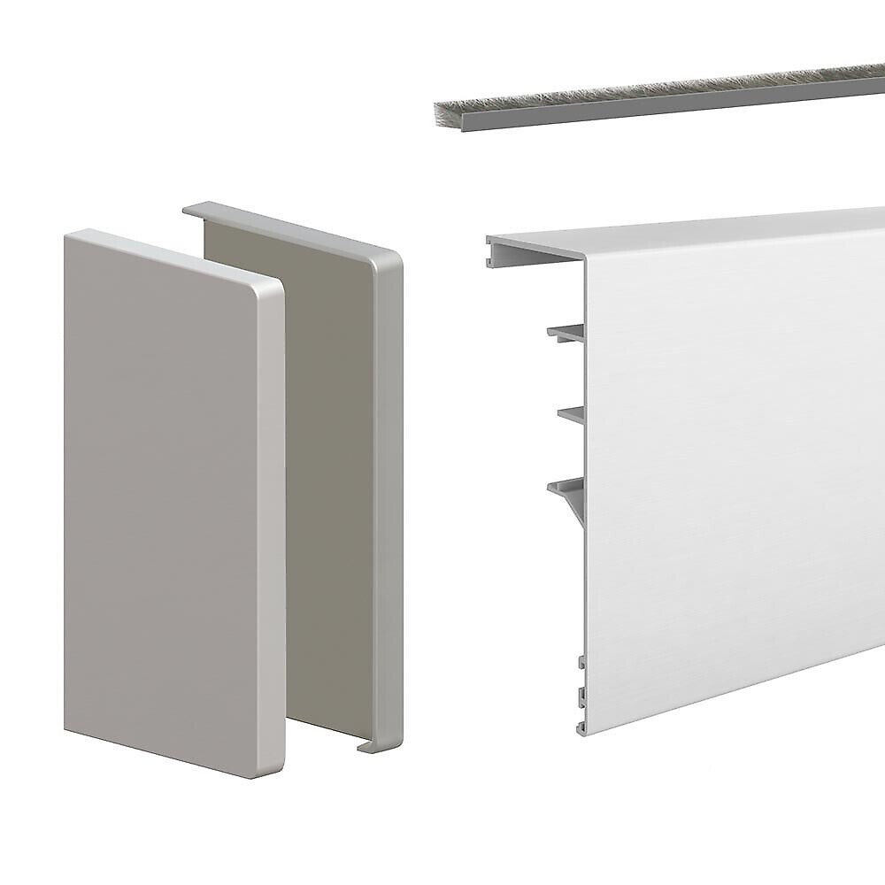 Bandeau de finition alu argent SLID'UP 160 170 rail porte coulissante 1,95 m