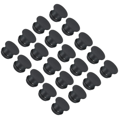 20pcs Silicone Hole Plugs Flush Type Panel Round Hole Plugs 9mm Diameter Black