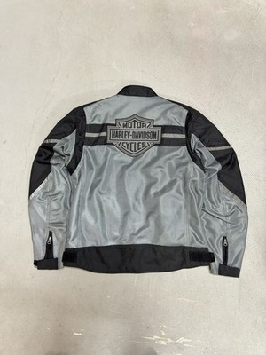 Harley Davidson Men's Toil Mesh Riding Jacket in Gray & Black Motorcycle Jacket