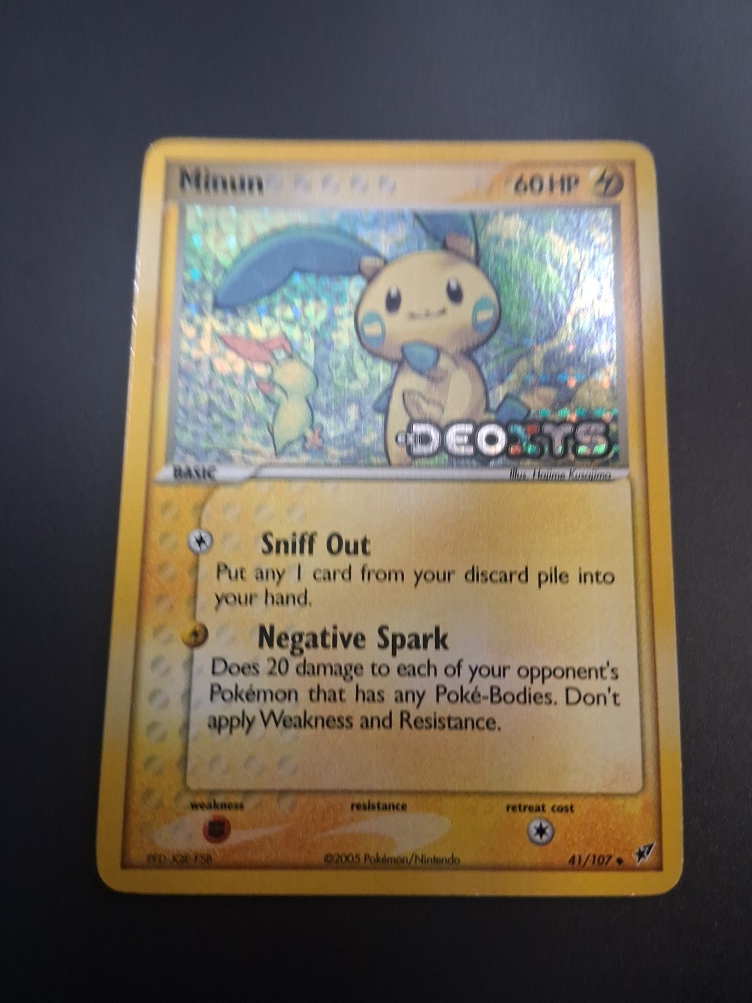 Pokemon English Rare Holo Foil Minun 41/107 Stamp Stamped EX Deoxys