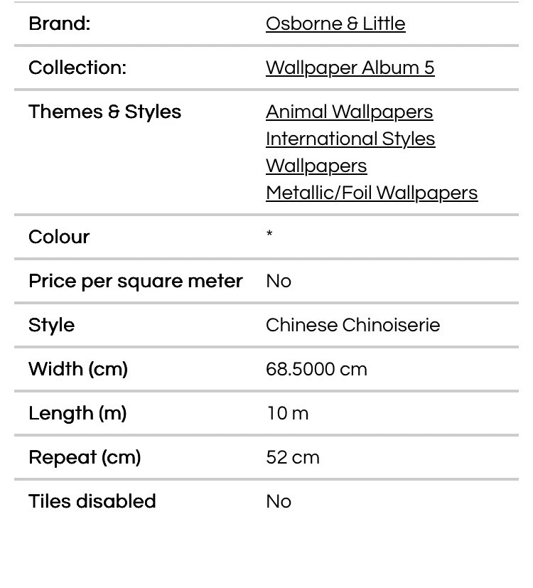 Osborne & Little - Álbum de papel pintado O&L 5 - Dragón chino. 11 rollos DDL 111 yardas Foto 3 de 4