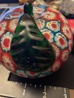 Murano-style Millefiori paperweight glass apple green stem leaf — photo 8