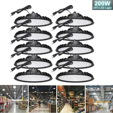 10 Pack 200W UFO LED High Bay Light Shop Industrial Commercial Factory Warehouse