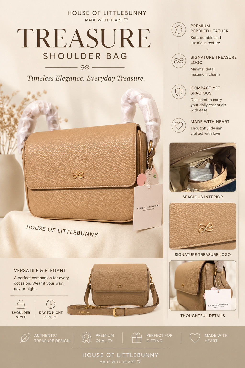 Elegant authentic House of Little Bunny shoulder bag