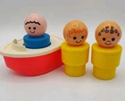 Lot 1974 Vtg Fisher Price Toys LITTLE PEOPLE OVERSIZE JUMBO 3" Figures & Boat