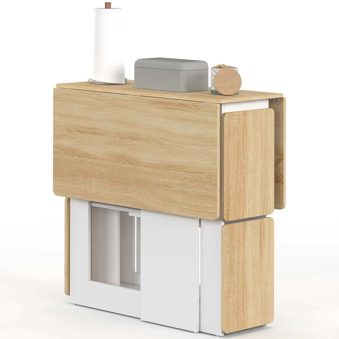 Table console pliable EDI bois blanc et hêtre 2 à 4 personnes