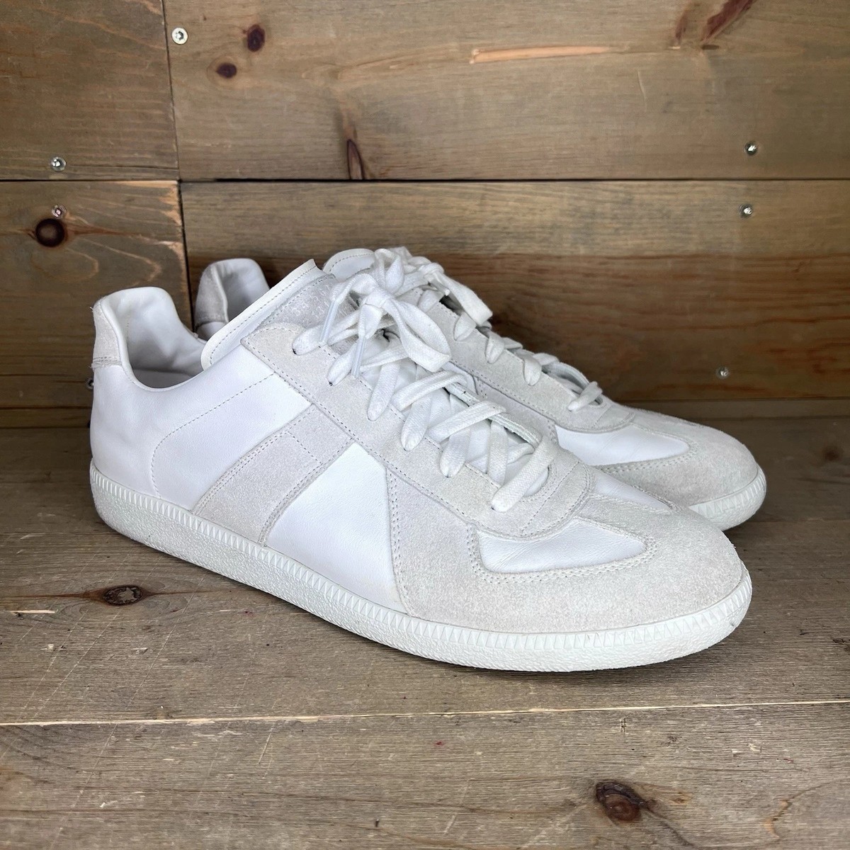 Maison Margiela GAT Sneakers White Men 13.5 46.5 Suede Leather Low