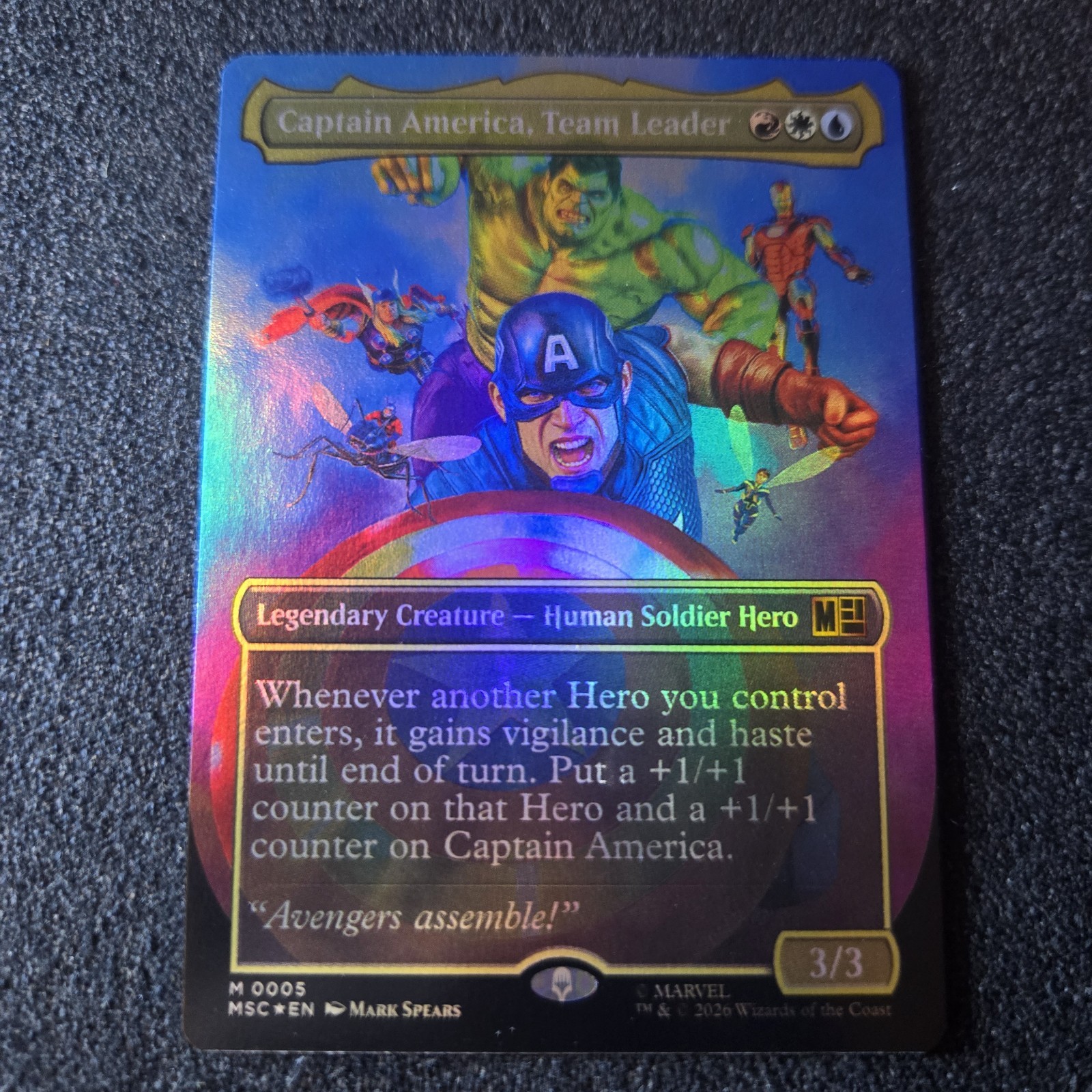 MtG, Marvel Superheroes CAPTAIN AMERICA, TEAM LEADER (BORDERLESS) (FOIL) #0005