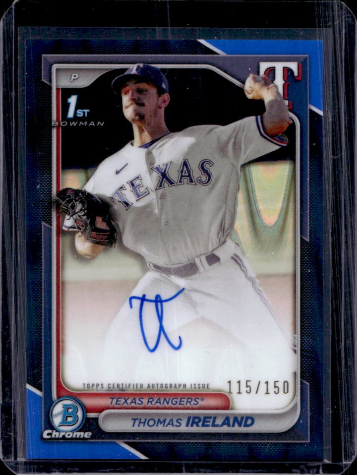 2024 Bowman Chrome Thomas Ireland Auto Blue Raywave Refractor 1st #115/150