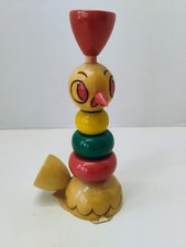 Vintage Russian Folk Art Wooden Rooster/Chicken Stacking Toy