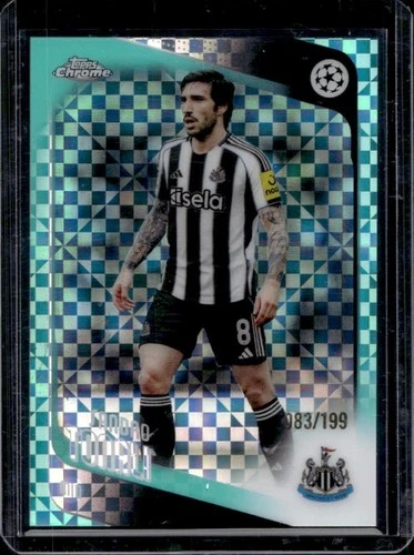 2025-26 Topps Chrome UEFA CC Sandro Tonali Aqua X-Fractor #/199 Newcastle