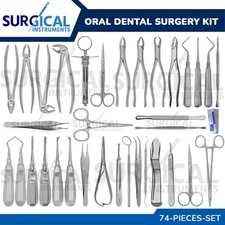 74 Pcs Oral Dental Extraction Surgery Extracting Elevators Forceps German Grade