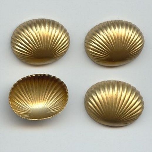 6 VINTAGE BRASS SCALLOPED CLAM SHELL 21mm. FINDINGS 454 