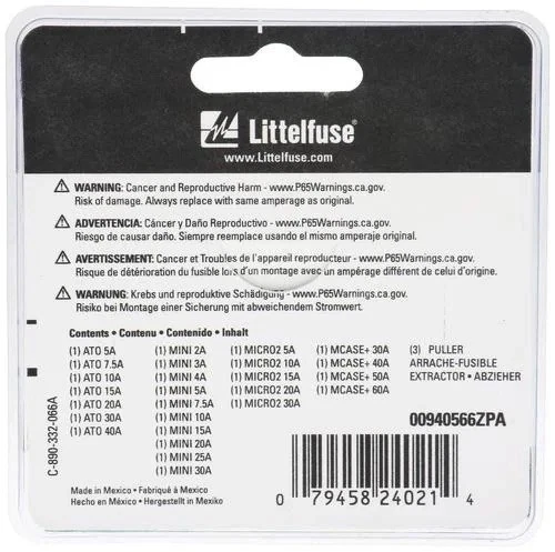 Kit de fusibles de emergencia Littelfuse 00940566ZPA Nissan Infiniti MINI ATO MICRO2 MCASE Foto 3 de 4