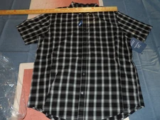 George Black & White Plaid Mens Short Sleeve Dress Shirt L(42-44)New Classic Fit