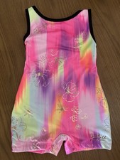 Justice Girls Dance Gymnastics Leotard Unitard Multicolor Floral Size S 7-8